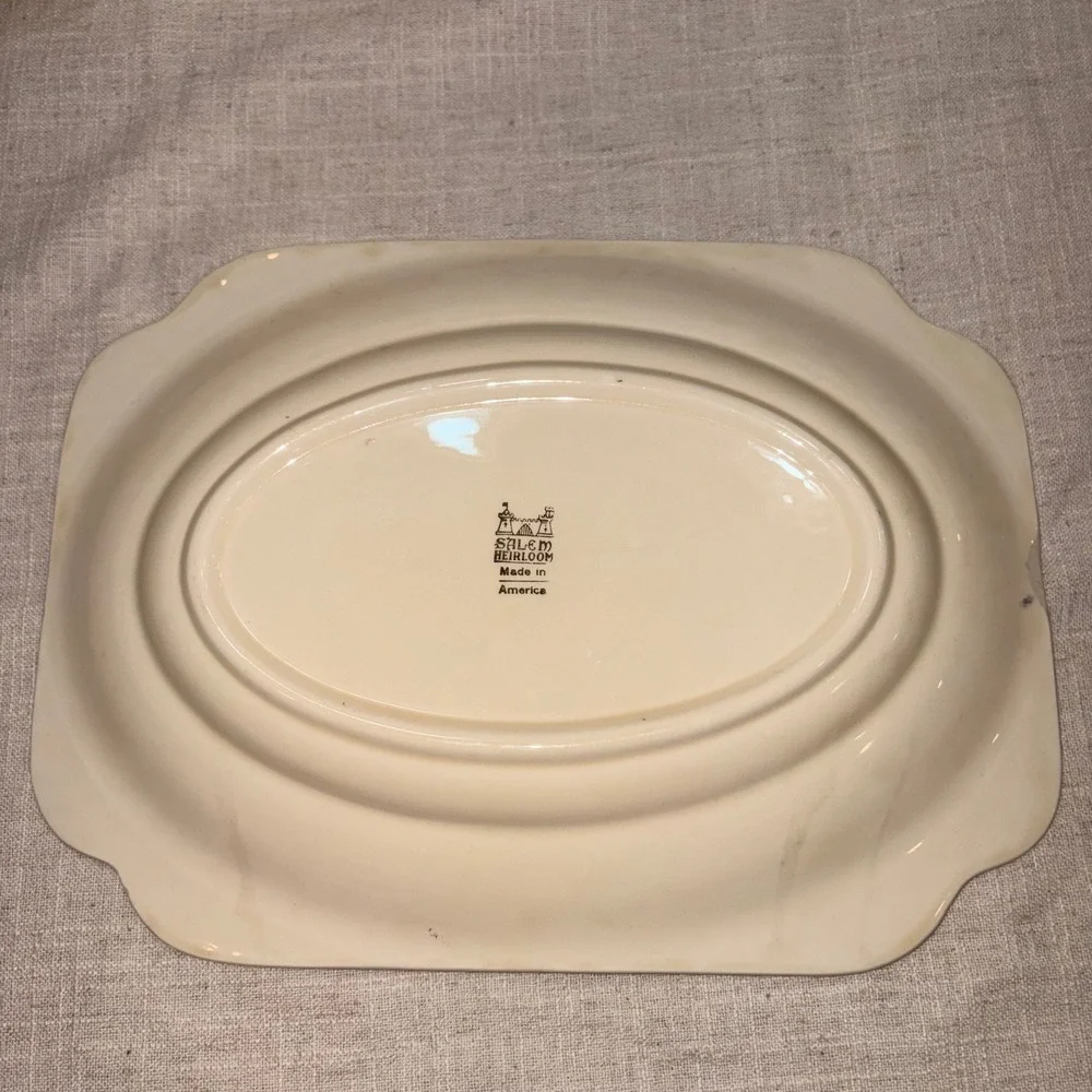 Salem Heirloom Cream Porcelain Serving Dish Pheasant Bird Floral‎ Gold Trim